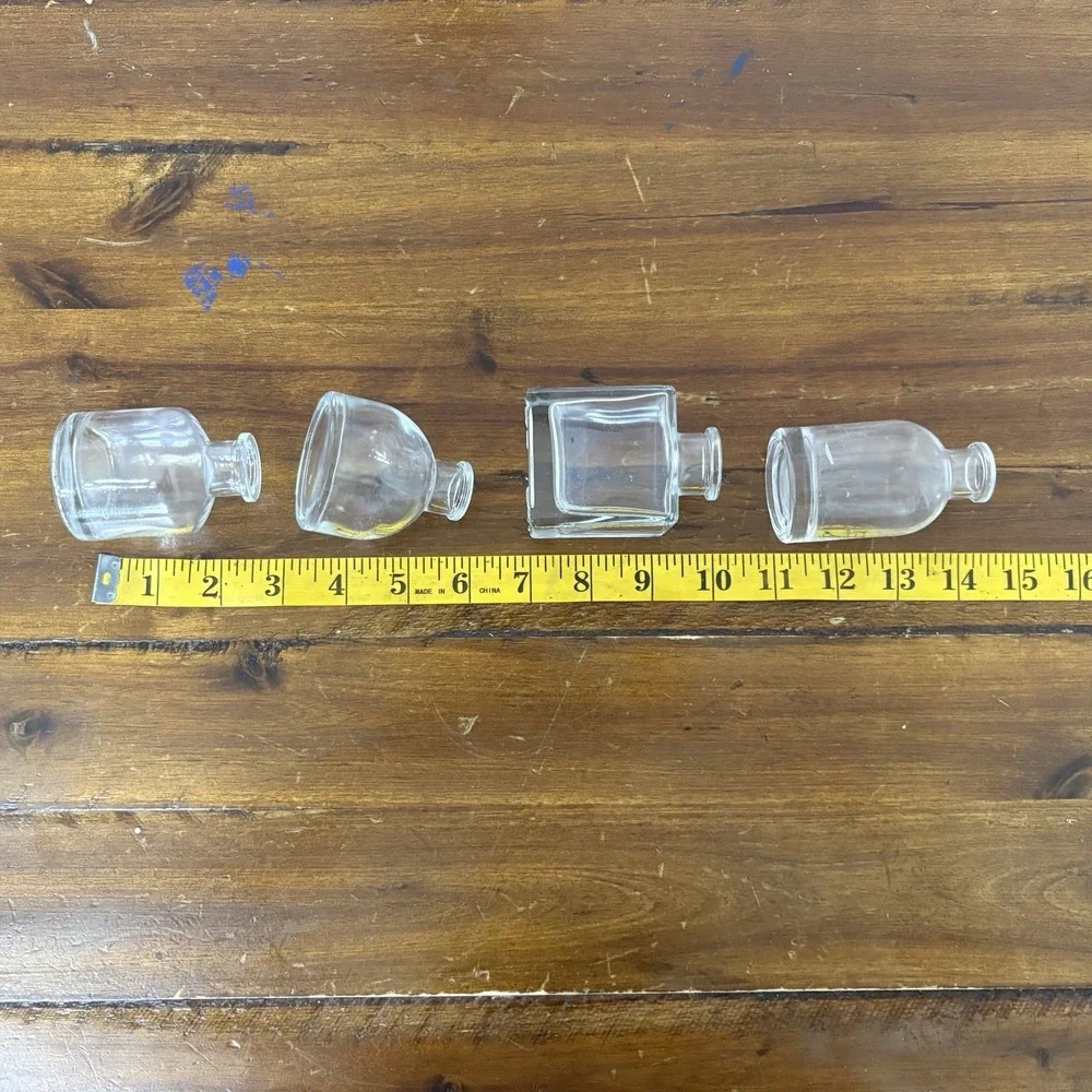 Lot of 4 Vintage Miniature Bud Vases Tiny Glass Display 2-3 Inch Cottagecore